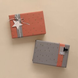 Wrapping paper - Stars Duo Blush Red - Warm Gray - 70x300 cm