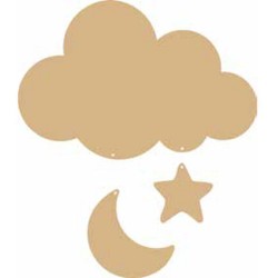 MDF - Wolken set met ster en maan