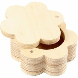 Houten bloemvormig doosje - 8,2 cm