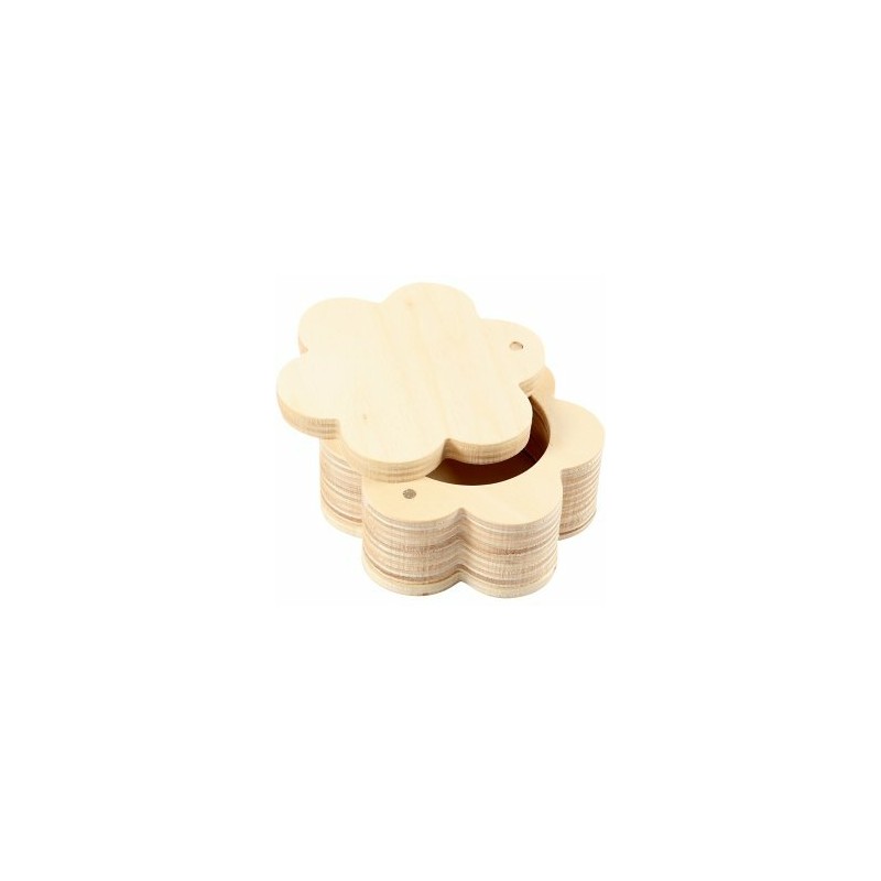Wooden flower-shaped box - 8.2 cm