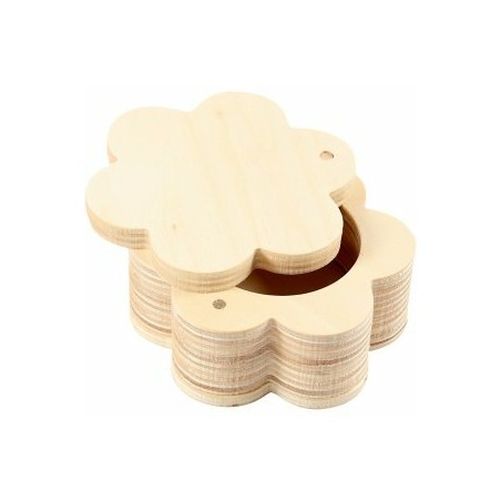 Wooden flower-shaped box - 8.2 cm