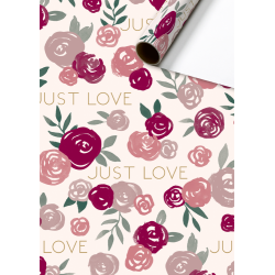 Gift wrap - Aliza - Light pink-Red- 70x200cm-Roses