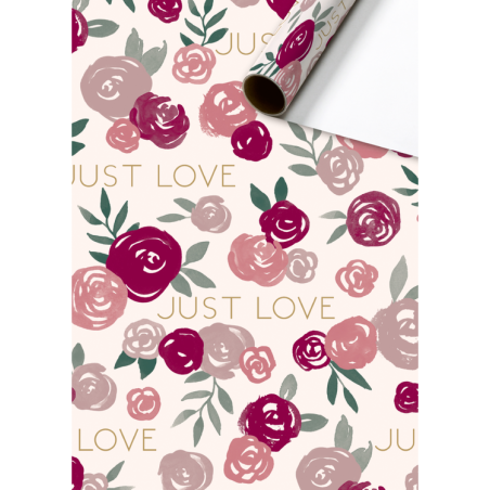 Gift wrap - Aliza - Light pink-Red- 70x200cm-Roses