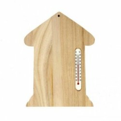 Houten huis met thermometer - 23.5 x16.5 cm