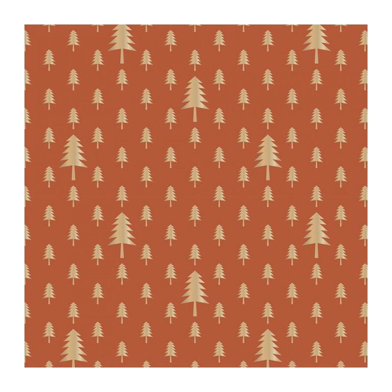 Cadeaupapier - X-mas Tree Cognac Gold Foil - 70x300 cm - Kerst