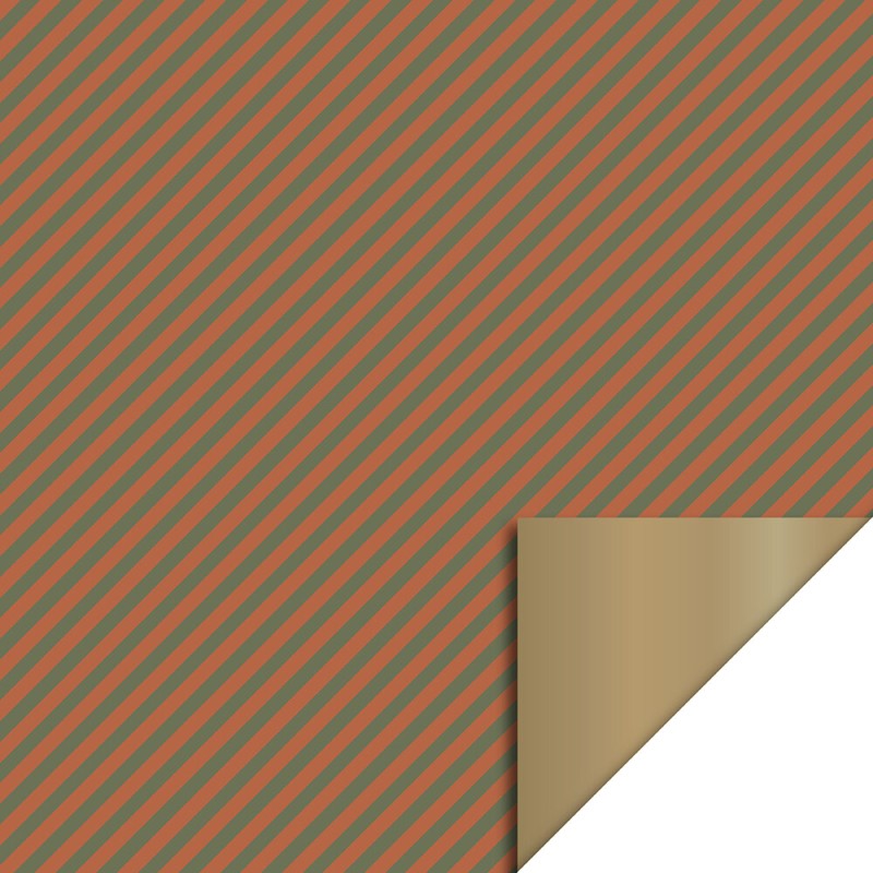 Cadeaupapier - Duo Stripe Cognac/Green - Gold - 70x300 cm Cadeaupapier - Duo Stripe Cognac/Green - Gold - 70x300 cm