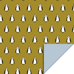 Wrapping Paper - Penguin Deep Yellow - Sky Blue - 70x300 cm