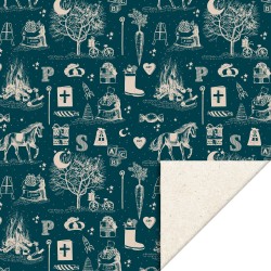 Wrapping paper - Sinterklaas Vintage - Dark Blue - 70x300 cm