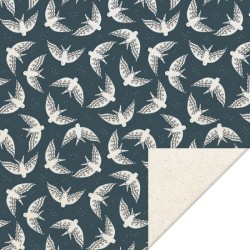 Cadeaupapier - Birds Night Blue - 70x300 cm