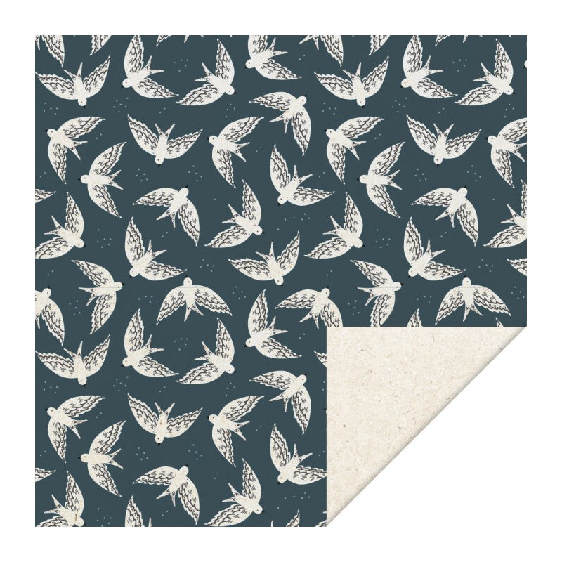 Wrapping Paper - Birds Night Blue - 70x300 cm Wrapping Paper - Birds Night Blue - 70x300 cm