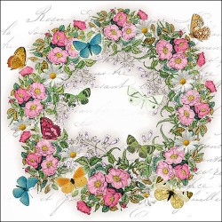 paper lunch napkins - Wreath of Flowers - Butterfly - Ambiente