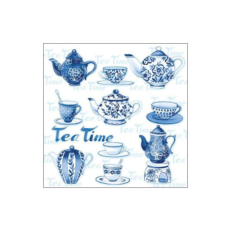 1 Pack Paper Lunch Napkins - Tea Moments Blue - Ambiente