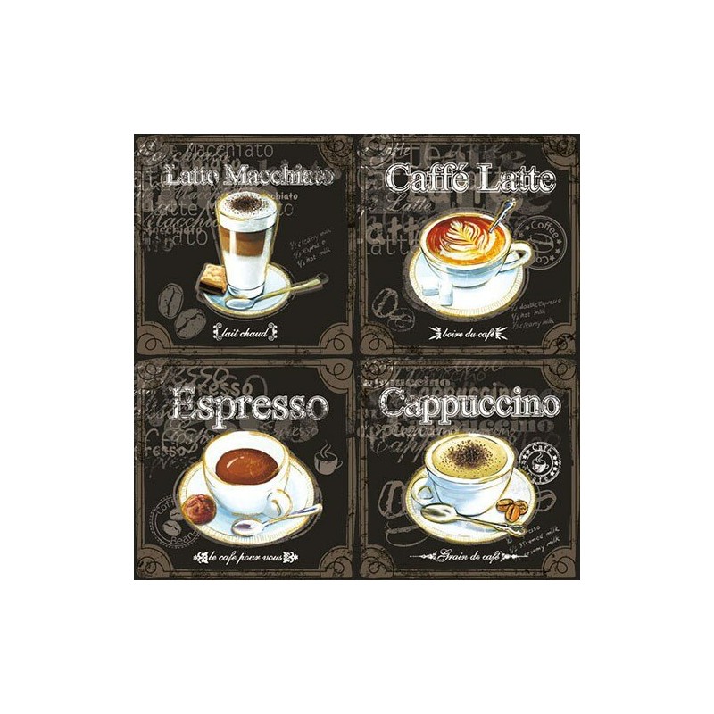 1 Pack Paper Lunch Napkins - Types Of Coffee - Ambiente 1 Pack Paper Lunch Napkins - Types Of Coffee - Ambiente