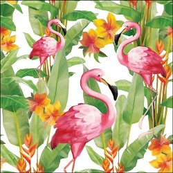 1 Pack Paper Lunch Napkins - Flamingo's White - Ambiente