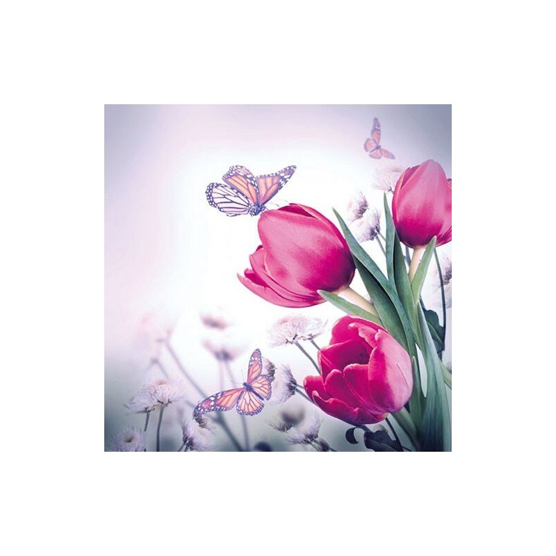 1 Pack Paper Lunch Napkins - Butterfly & Tulips - Ambiente 1 Pack Paper Lunch Napkins - Butterfly & Tulips - Ambiente