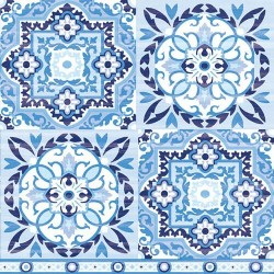 1 Pakje papieren lunch servetten - Tiles Blue - Ambiente
