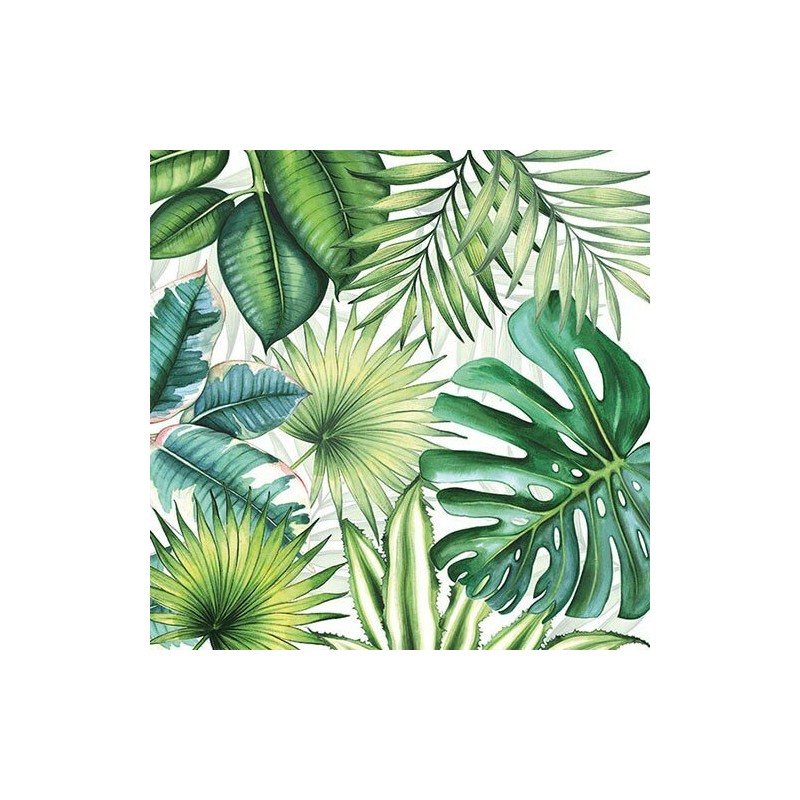 20 Paper Lunch Napkins - Tropical Leaves White - 1 pack - Ambiente 20 Paper Lunch Napkins - Tropical Leaves White - 1 pack - Ambiente