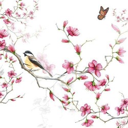 1 Pakje Papieren Lunch Servetten - Bird & Blossom White - Ambiente