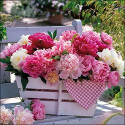 1 Pack Paper Lunch Napkins - Peonies In Basket - Ambiente
