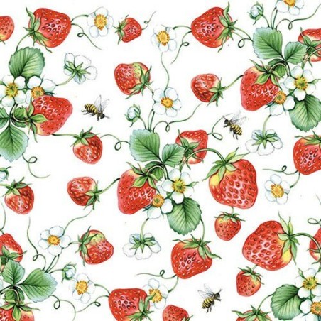 paper lunch napkins - Strawberries All Over White - Ambiente