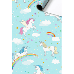 Cadeaupapier-Wrapping paper-melody-Mintgroen-Mint Green-Verjaardag-Birthday-Eenhoorn-Unicorn-www-geschenkenlaantje-eu