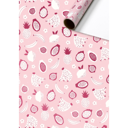 Cadeaupapier-Wrapping paper-Lomi-Roze-Pink-Fruit-Ananas-Pineapple-Banaan-Banana-www-geschenkenlaantje-eu
