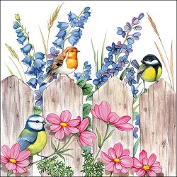 1 Pack Paper Lunch Napkins - Birds on Fence - Ambiente