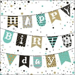 1 Pack Paper Lunch Napkins - Birthday Garland Green - Ambiente