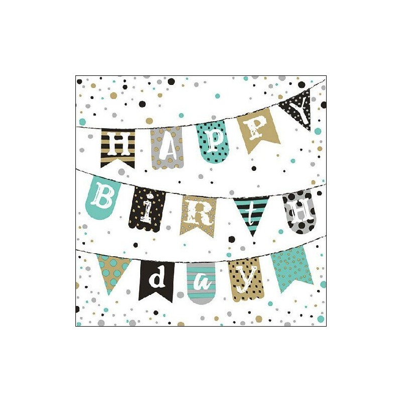 1 Pack Paper Lunch Napkins - Birthday Garland Green - Ambiente 1 Pack Paper Lunch Napkins - Birthday Garland Green - Ambiente