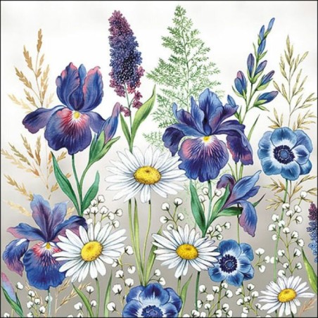 papieren lunch servetten - Mixed Meadow Flowers - Paarse en witte bloemen - Ambiente