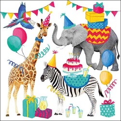 1 Pakje papieren lunch servetten - Animal Birthday White - Ambiente