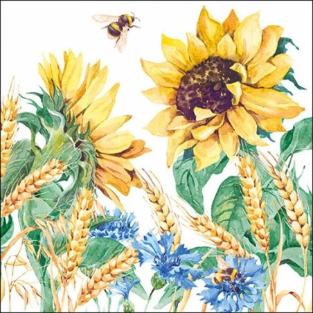 1 Pakje papieren lunch servetten - Sunflower And Wheat White - Ambiente