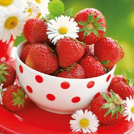 1 Pack Paper Lunch Napkins - Strawberries In Bowl - Ambiente