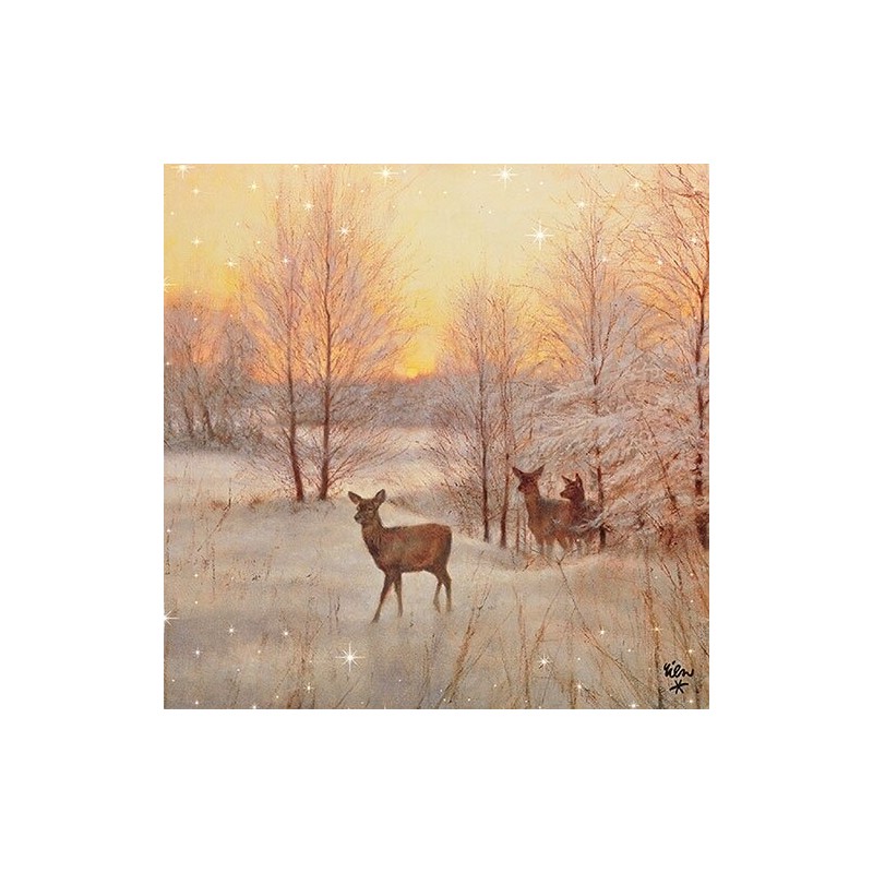 1 Pack Paper Lunch Napkins - Deer At Sunset - Ambiente 1 Pack Paper Lunch Napkins - Deer At Sunset - Ambiente