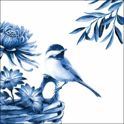 1 Pack paper lunch napkins - Blue Bird - Blue White - Ambiente