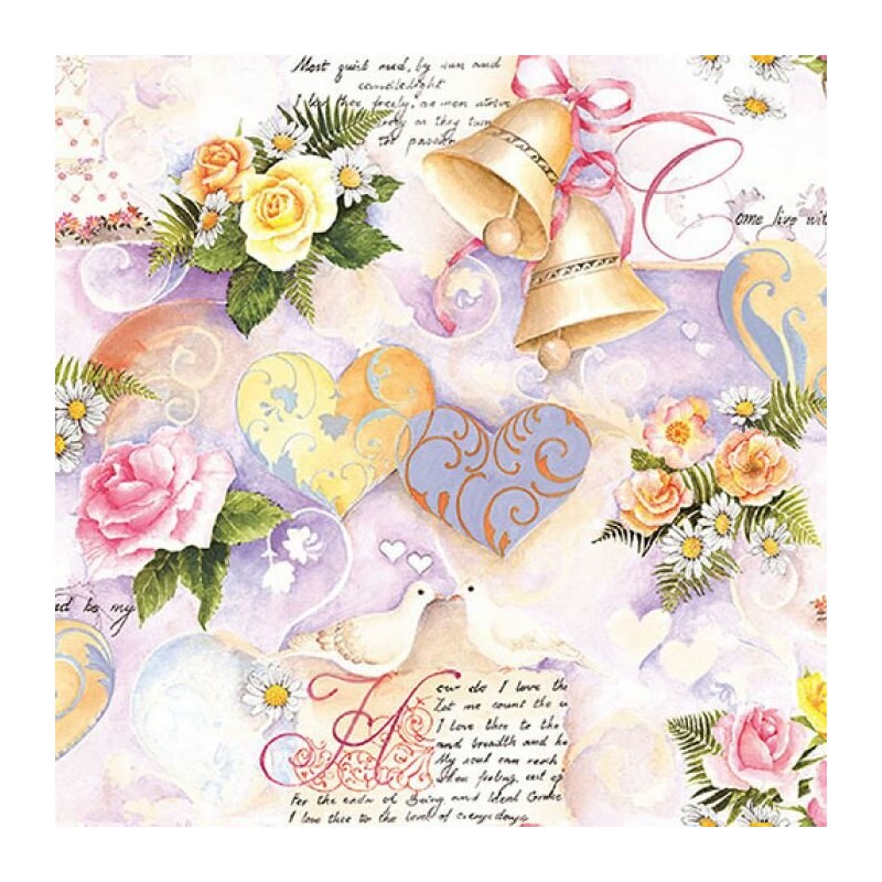 1 Pack Paper Lunch Napkins - Wedding Bells Rose - Ambiente 1 Pack Paper Lunch Napkins - Wedding Bells Rose - Ambiente
