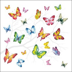 1 Pakje papieren lunch servetten - Colourful Butterflies - Ambiente