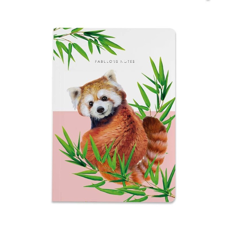A5 Luxury Notebook - Red Panda - Lined - Pink - White