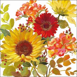 1 Pakje papieren lunch servetten - Sunny Flowers Cream - Ambiente