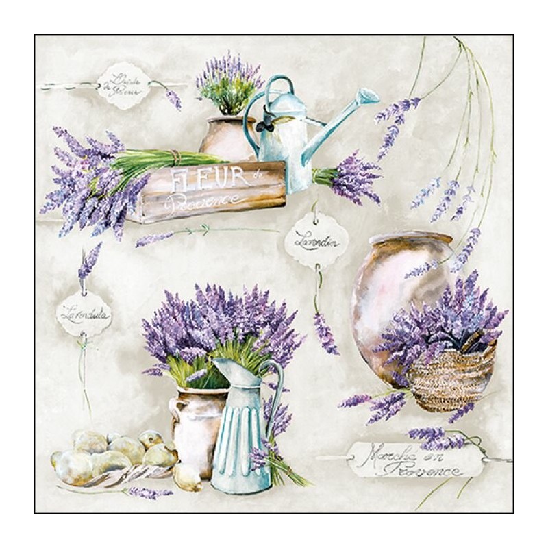 1 Pack Paper Lunch Napkins - Fleur De Provence - Ambiente 1 Pack Paper Lunch Napkins - Fleur De Provence - Ambiente