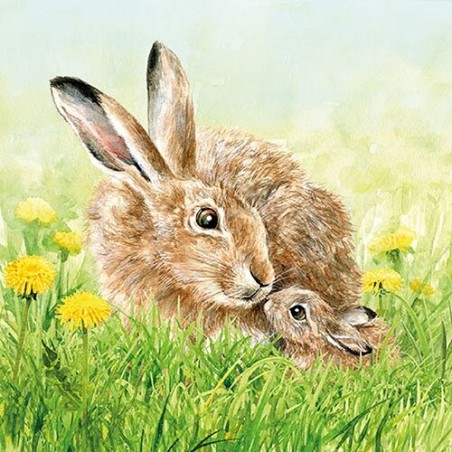 1 Pack Paper Lunch Napkins - Hare Family - Ambiente
