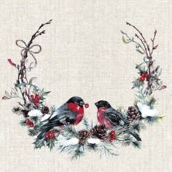 1 Pakje papieren lunch servetten - Birds in wreath - Paper+Design