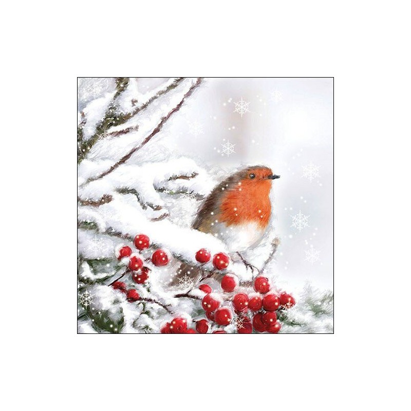 1 Pakje papieren lunch servetten - Robin in Snow - Ambiente 1 Pakje papieren lunch servetten - Robin in Snow - Ambiente