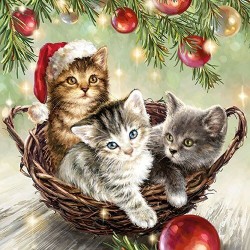 1 Pack Paper Lunch Napkins - Cats In Basket - Ambiente