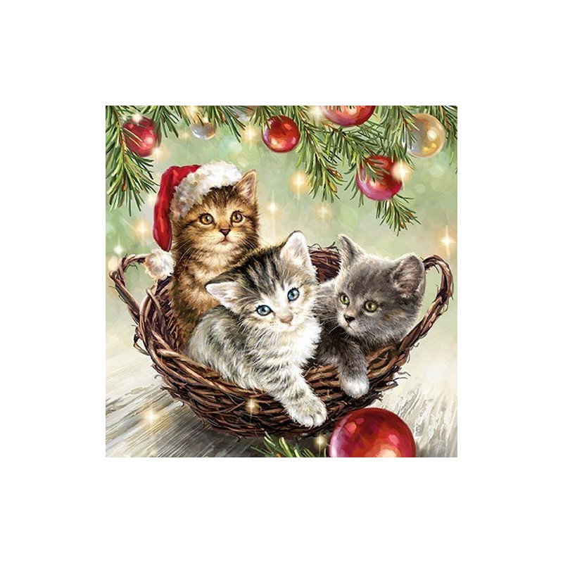 1 Pack Paper Lunch Napkins - Cats In Basket - Ambiente 1 Pack Paper Lunch Napkins - Cats In Basket - Ambiente