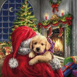 1 Pakje papieren lunch servetten - Puppy At Fire - Ambiente