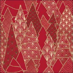 1 Pack Paper Lunch Napkins - Luxury Trees Red - Ambiente