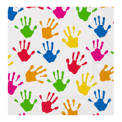 1 Pack Paper Lunch Napkins - Hands White / colored hands - Stewo