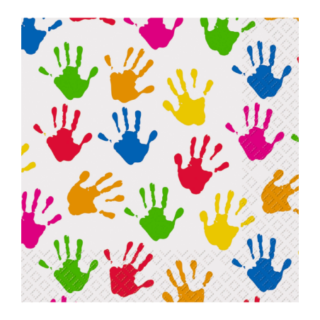 1 Pack Paper Lunch Napkins - Hands White / colored hands - Stewo