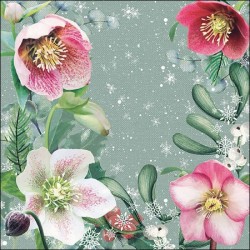 1 Pakje papieren lunch servetten - Helleborus Orientalis Green - Ambiente
